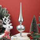Toddmomy 1pcs Vintage Christmas Tree Topper, Plastic Spherical Xmas Tree Topper Mid Century Christmas Ornaments for Indoor Office New Year Holiday Tree Decoration, Silver