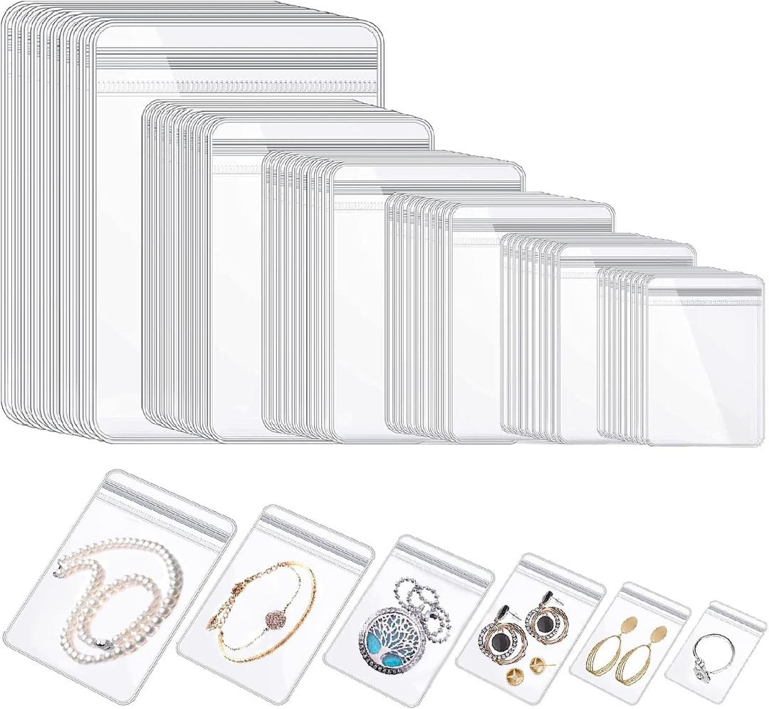 WEDDINGHELPER Jewelry Bags Small Self-Sealing Plastic Zip Clear Bags PVC Transparent Lock Bag for Storing Bracelets Rings Earrings Ziplock Pouch (150 Pcs)
