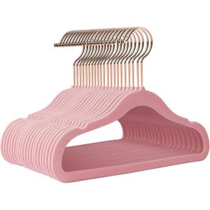Kids Hangers Velvet 50 Pack-14 Inch,Kids Hanger for Clothes,Baby Clothes Hanger Non Slip,Sturdy Infant/Toddler Hangers Pink Hanger