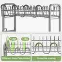 romision 2 Tier Compact Stainless Steel Dish Drainers Drying Rack for Kitchen Counter, Space Saving, Rust Proof Plate Strainers Holder On Countertop with Drainboard, Modern Gray, Small