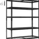 5 Tier Adjustable Utiliy Shelves, 2000 Lbs Heavy Duty Metal Garage Shelves, 60" L x 24" W x 72" H Inches Industrial Storage Shelves, Freestanding Shelving Units for Shed, Basement, Black