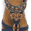 Littleplum Womens Sandals Arch Support Summer Beach Sandals Comfort Walking Shoes Bohemian Flip Flops Sandals for Women (8, Fashion Blue)