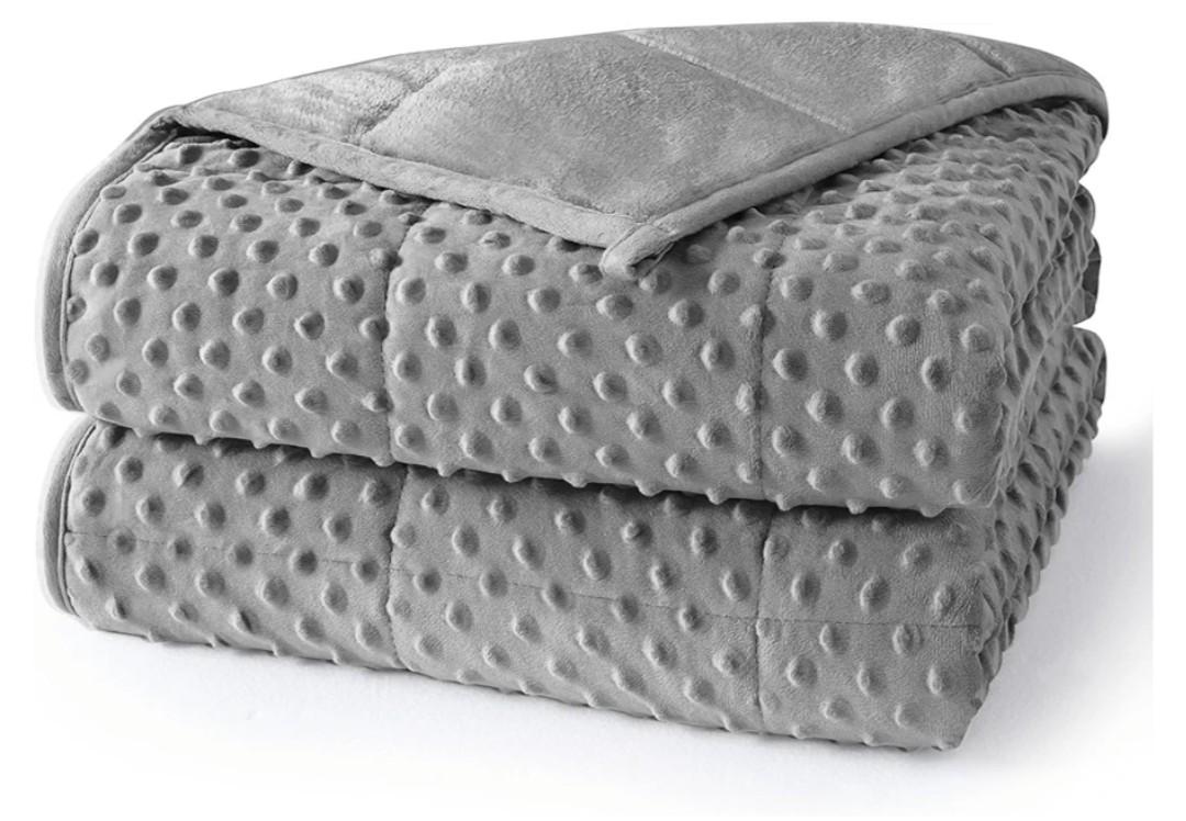 UINIU Weighted Blanket for Adults Queen Size 15 lbs, Soft Cooling Minky Dot Heavy Breathable Blanket for AllSeason, Washable Weighted Throw with Glass Beads, 60 x 80 Inches, Grey