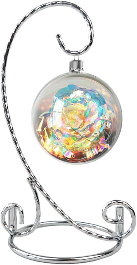 6 Inch Cute Ornament Display Stand, Twisted Silver Ornament Hanger Stand for Hanging Glass Globe, Air Plant Terrarium, Witch Ball, Christmas Ornament and Home Wedding Decoration (Metal Silver)