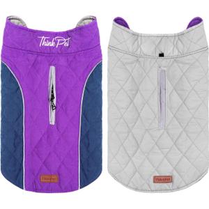ThinkPet Dog Cold Weather Coats - Cozy Waterproof Windproof Reversible Winter Dog Jacket, Thick Padded Warm Coat Reflective Vest Clothes for Puppy Small Medium Large Dogs (2XL(Chest 25-28", Back 17" ), Purple)