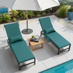 Pellebant Outdoor Lounge Chair Cushions with Pillow & Pockets, 72" x 21"