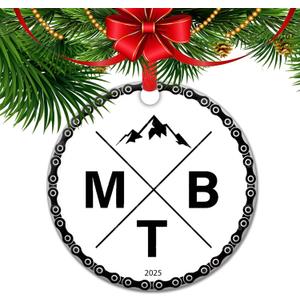 MTB Christmas Ornament 2025 - Mountain Bike Lover Trail Rider Keepsake Decor | Cycling Enthusiast Tree Ornaments (V13)