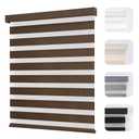 Joydeco Cordless Zebra Blinds for Windows, Dual Layer Light Control Window Blinds with Light-Proof Aluminum Cover, Free-Stop Roller Shades for Home & Office (Coffee,52" W x 75" H)