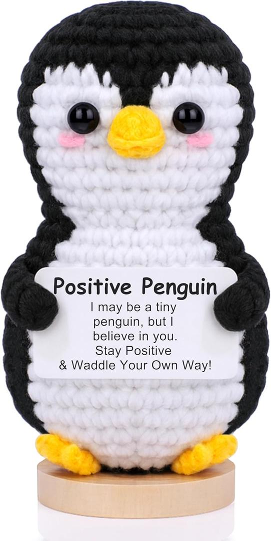 2 x JoycuFF Graduation Gifts, 2026 Mini Positive Crochet Penguin Graduation Gifts, Funny Birthday Gifts for Women Men Friend Daughter Coworker, Emotional Cute Penguin Present