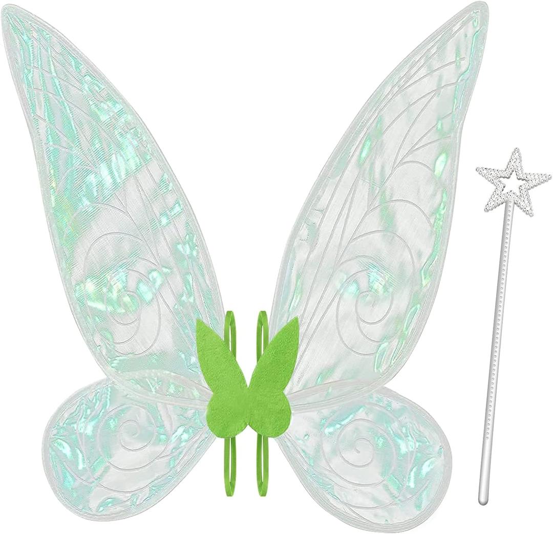 quescu Fairy Wings for Adults,Butterfly Wings for Girls,Angel Wings,Fairy Costume for Women Halloween Dress Up Party Favor (Green)