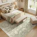 jinchan 8x10 Vintage Floral Rug, Washable Non Slip, Sage Green