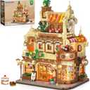 City Bakery Cafe House Building Set with Light, 1289 PCS Baking Shop Building Block Toy with Coffee Cake Bread Bakery Room, Pastry Construction Model for Adults Teens Kids Boys Girls Ages 8-12+