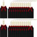Queekay 24 Pieces Christmas Wood Stocking Name Tags Buffalo Plaid Row Stocking Tags with Rope and Wooden Beads Mini Hanging Chalkboard for Xmas Home(3 x 2 Inch,Black Card Red Black Plaid Bow)