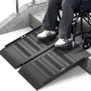2FT Portable Wheelchair Ramp with Handle, Non-Slip Aluminum Folding Handicap Wheelchair Ramp for Home, Doorways, Thresholds, Steps, Curbs, Stairs, 800 LBS Capacity (2FT(Using height 2"-6"))
