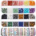 600pcs Natural Round Stone Beads, 4mm Loose Beads for Jewelry Making - Smooth Stone Spacers for Friendship Bracelets, DIY Craft Box