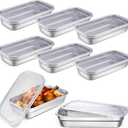 8 Pcs 304 Stainless Steel Food Storage Containers with Lids 1/3 Size Hotel Pan Chicken Food Grade Pans Metal Meal Containers for Restaurant Stackable Kitchen Freezer Buffet(2.5 Inch Deep)