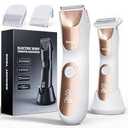 Women’s 2-in-1 Body Grooming Kit, Electric Bikini Trimmer & Shaver for Women, Wet/Dry Use, LED Light, Anti-Slip Grip, USB Rechargeable Cordless Hair Removal for Face, Legs, Underarms & Intimate Areas