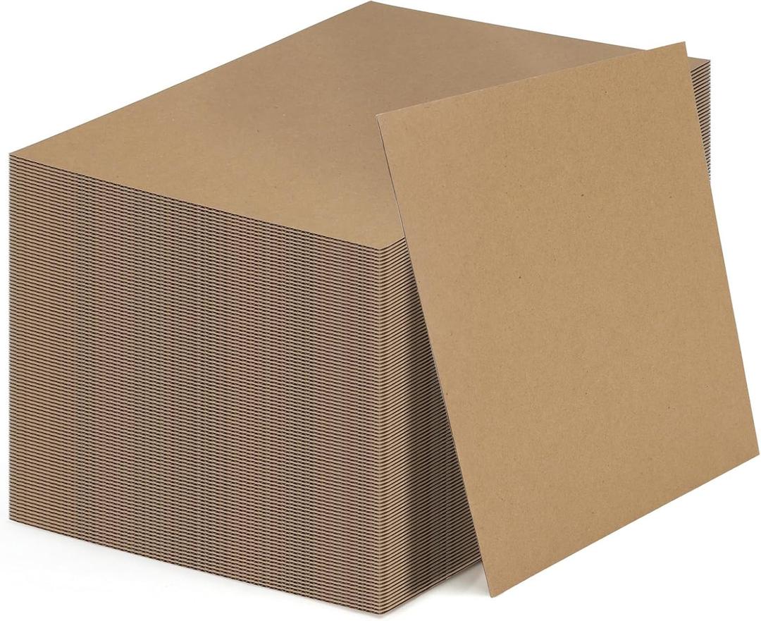 Calenzana 8x10 Corrugated Cardboard Sheets Set of 100, Flat Card Boards Inserts for Crafts, Packing, Shipping, Moving, Mailing
