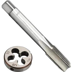 M12 x 1.25 Metric Thread Tap and Die Set, M12 x 1.25mm High-Speed Steel Machine Tap and Die Set, Right Hand Thread Tap and Round Thread Die