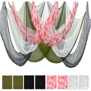8 Pack Halloween Creepy Cloth Halloween Decorations Clearance- 30x72 Inch Spooky Fabric Cloth, Creepy and Spooky Halloween Decorations for Party Outdoor Or Indoor (2 Black, 2 Red, 2 White, 2 Green)
