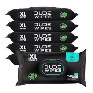 DUDE Wipes - Flushable Wipes - 6 Pack, 288 Wipes - Mint Chill Extra-Large Adult Wet Wipes - Vitamin-E, Aloe, Eucalyptus & Tea Tree Oils - Septic and Sewer Safe (48 Count (Pack of 6))