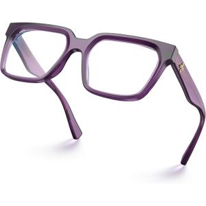 VISOONE Rectangle TR90 Blue Light Blocking Glasses Computer Eyewear with Preppy Look for Women and Men Cougar (Violet Indigo)