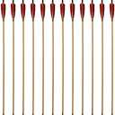 Wooden Arrows Archery Handmade Arrows 33inch Shaft with Turkey Feather Fletching for Recurve Bow Longbow Hunting Practice 12PACK (Red)