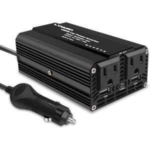 500W Car Power Inverter, LVYUAN Car Outlet Adapter Dual USB Power Inverter for Vehicles DC 12V to 110V AC Car Converter with Distant Ports for Laptop, Road Trip (Black)
