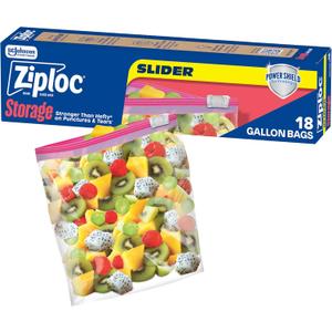 Ziploc Gallon Food Storage Slider Bags, Power Shield Technology for More Durability, 18 Count