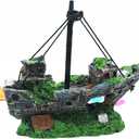 Fish Tank Decorations, Resin Shipwreck Aquarium Decor for Tank, Sunken Ship Aquarium Decorations Large, Betta Fish Tank Accessories, Wrecked Ship Fish Hideout Freshwater Saltwater Tanks