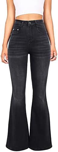 Skirt BL High Waisted Bell Bottom Jeans for Women Black Flare Retro Bootcut Stretch Wide Leg Denim Pants 14