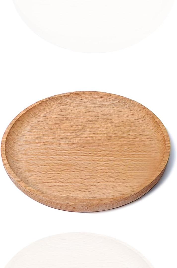 Small Mini 5.9" Round Wooden Tray - Serving Tray for Kitchen, Coffee Table, Charcuterie Board, Home & Farmhouse Decor, Coasters, Countertop Organizer, Rustic Plates for Food & Drinks