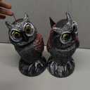 Hausse 2 Pack Bird Scarecrow Fake Owl Decoy Sculpture, Rotating Head Plastic Owl Bird Deterrents, 10.6 Inch Height Nature Enemy Horned Pest Repellent for Outdoor Garden Yard (Black)