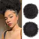AISI QUEENS Extra Large Size Afro Puff Drawstring Ponytail, Natural Black Kinky Curly Hair Bun Extension Synthetic Hairpieces Updo Hair Extensions with Clips Extra Large Size(2#)