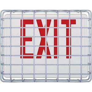 Shimeyao 2 Pcs Red Exit Sign Wire Guard Damage Cage with R-Type Wire Clips, Coated Steel Mesh Design for Commercial Use Indoor Outdoor, Easy Installation (Large Side Open,30.5" X 14")