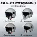 TRIANGLE Full Face Motorcycle Helmets,Off-Road Motocross Helmet for Men & Women,Dual Visor with Internal Tinted Sunshield,Open Face 3/4 Adult Racing Helmet DOT Approved(Gray,XL)