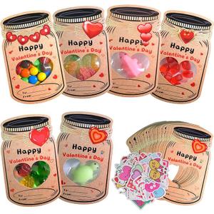 Valentines Cards for Kids 60 Pack with Stickers, Happy Valentines Day Cards for Kids School Classroom Exchange Party Favors - Valentines Day Gifts for Kids (Candy or Toys Not Included)