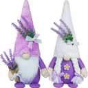 CRCZK Spring Gnome Decor Lavender Gnomes Decorations for Home Swedish Gnome Gifts for Women Handmade Purple Kitchen Decor Spring Tier Tray Decor