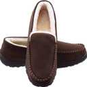 Lulex Moccasins for Men House Slippers Indoor Outdoor Plush Mens Bedroom Shoes with Hard Sole (11, Brown)