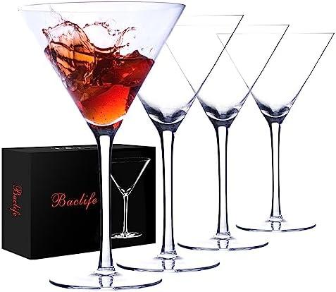 Handblown Crystal Martini Glasses Set of Only 3 9.5 oz Coupe Glass Set with Stem - Elegant Cocktail Glasses for Bar, Margarita, Cosmopolitan, Manhattan, Gimlet - Unique Gift for Mother’s Day