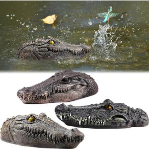 3 Pcs Floating Alligator Head Decoy Pool Accessories 12.6 Inch Fake Alligator Pool Float Decoy for Goose, Duck Control, Garden and Patio Accessories (Casual)