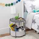 Amazon Basics Round Storage End Table, Nightstand for Bedroom or Living Room, Easy Assembly, with Cloth Basket, Charcoal/Heather Gray, 17.7 x 17.7 x 18.9 in | Side Table, with Cloth Basket, Storage