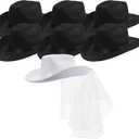 Cowgirl Hats Party Pack | Bride White Cowboy Hat and Black Cowgirl Hats | 7 Pack for Women's Bachelorette Party