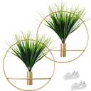 SAJANDAS Set of 2 Artificial Plants with Gold Metal Round Hanging Hoop for Wall Decor, Wall-Mounted Green Fake Plants in Metal Hoop for Modern Home Decor, Gold Wall Decor for Bedroom, Living Room