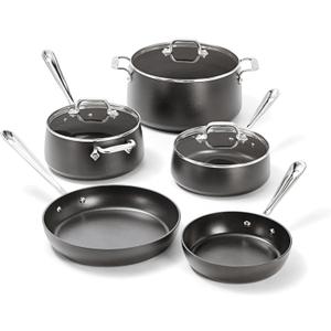 All-Clad HA1 Hard Anodized Nonstick (8-Piece) Pots and Pans Set Non Stick Cookware Sets, Oven Broiler Safe 500F, Black