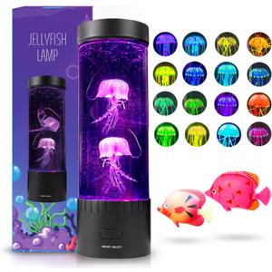 Brewish Jellyfish Lamp (Upgraded Motor 2025),16 Color Changing Mood Lamps, 4 Modes Aquarium Night Light, Artificial Fish Tank with Moving Fish, Sensory Room LED Lights for Autism, ADHD, Excellent Gift