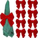 KPOSIYA Christmas Bow Napkin Rings Set of 8, Red Bow Napkin Rings,Chic Velvet Bowknot Napkins Holders for Dinning Table SettingWinter Festive, Christmas, Banquet, Party,Thanksgiving and Home Kitchen