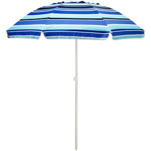 SUNNYFEEL Beach Umbrella 6ft, Portable Outdoor Umbrellas with Carry Bag Sand Anchor Push Button Tilt Pole UPF50+ UV Protection Windproof Sunshade Parasol for Beach, Patio, Yard, Garden (Blue)