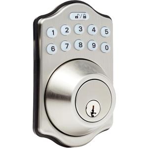 Amazon Basics Electronic Keypad Deadbolt Door Lock with Auto Lock, Customizable User Codes, One-time Codes, Touch-Control Keyless Entry, Traditional, Satin Nickel, 1-Pack