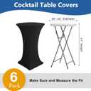 Cocktail Table Covers-Spandex Round High Top Tablecloths 6 Pack 32x43 Inch-Black Stretch Fitted Bar Tall Tablecloth for Pub Bistro Highboy Party Event Banquet Height Folding Standing Tables